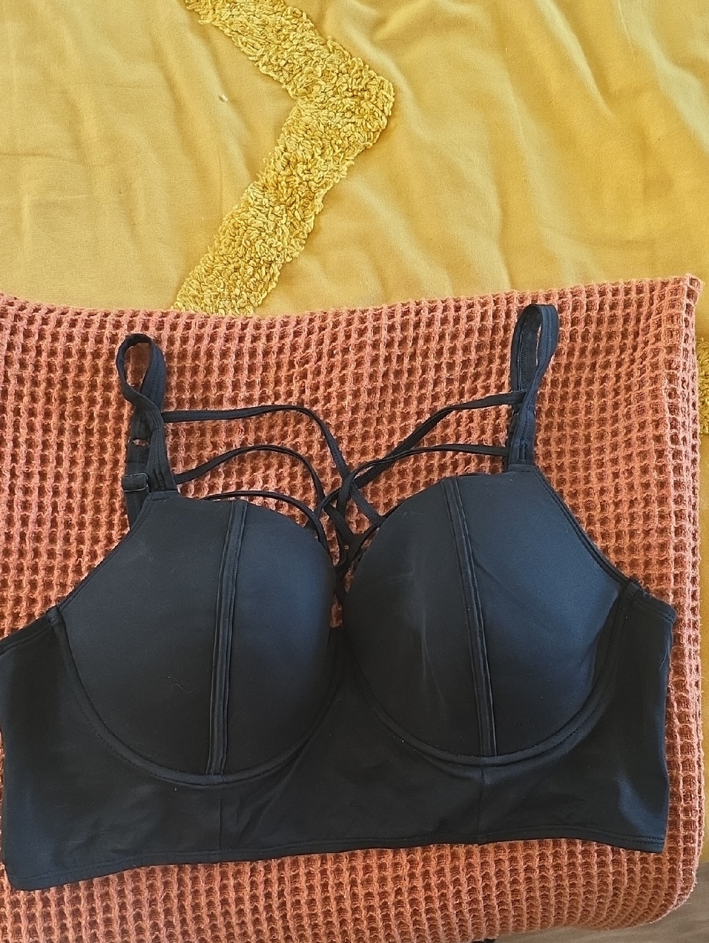 Black Strappy Longline Bikini Top- Torrid